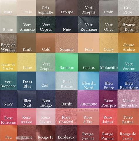 leather hermes pink color chart|hermes leather colors guide.